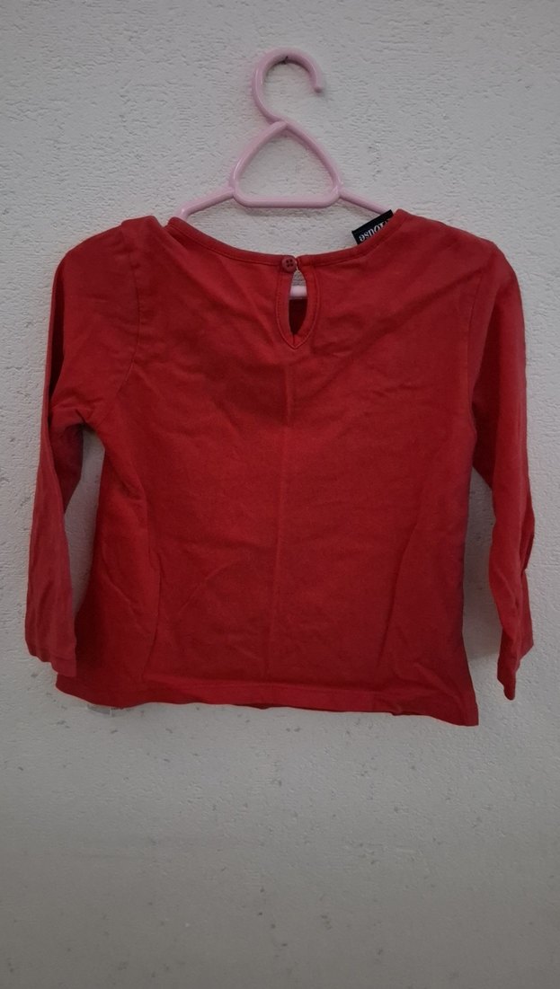 Kız Çocuk Uzun Kollu Baskılı Kırmızı Tişört - Görsel 2