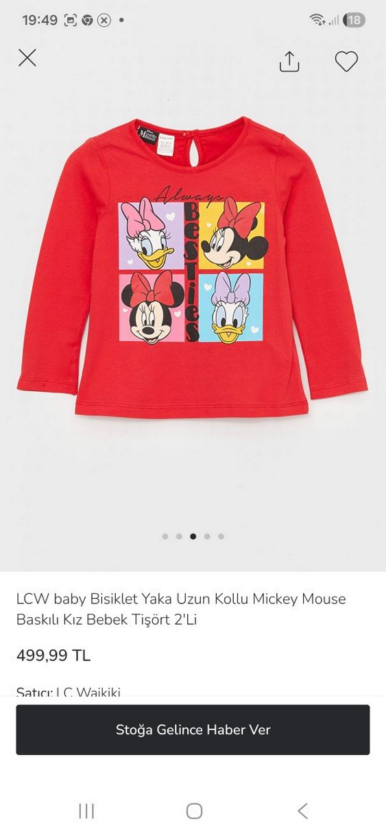 Kız Çocuk Uzun Kollu Baskılı Kırmızı Tişört - Görsel 4