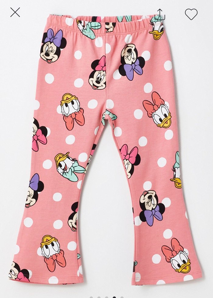 Pembe Baskılı Kız Çocuk Düğmeli Tayt - Görsel 2