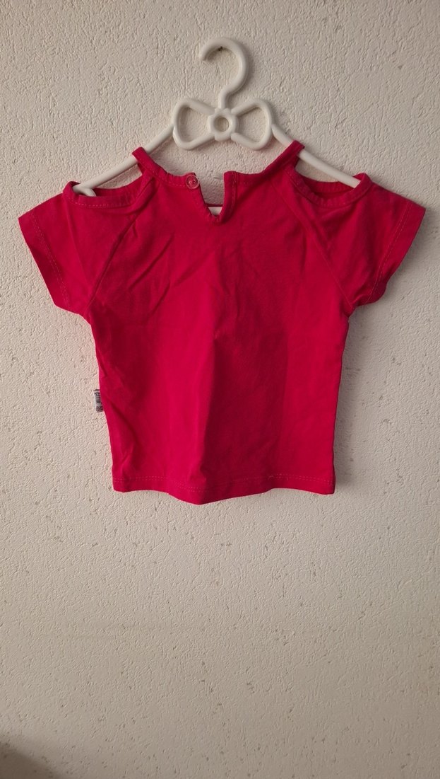 Kız Çocuk Kısa Kollu Kırmızı Simli Tişört - Görsel 2