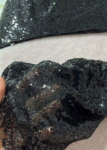 Parlak Siyah Kadın Payetli Pantolon - Görsel 2