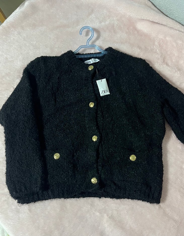 Düğmeli Siyah Kadın Kaban - Görsel 2