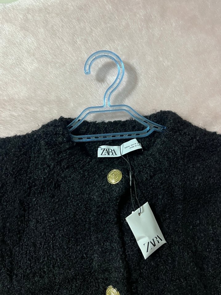 Düğmeli Siyah Kadın Kaban - Görsel 3