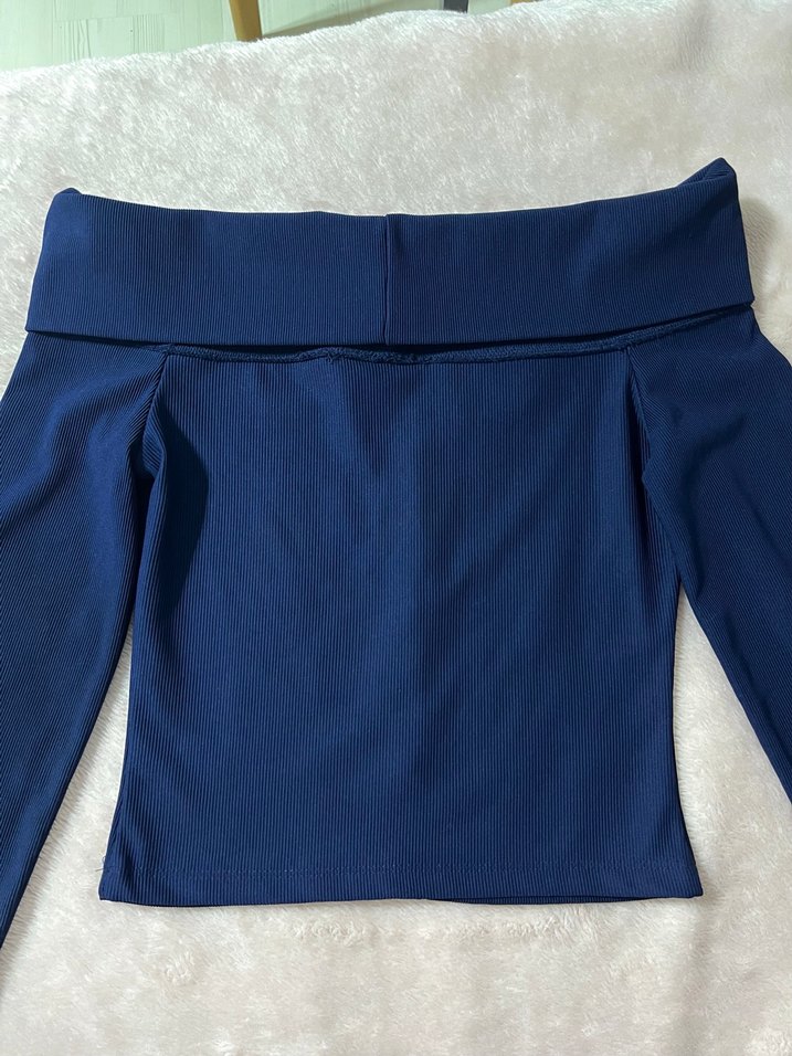 Düğmeli, Uzun Kollu Mavi Bluz - Görsel 3