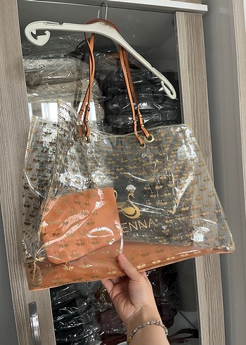 Fermuarlı Baskılı Şeffaf Kadın Çanta - Görsel 5