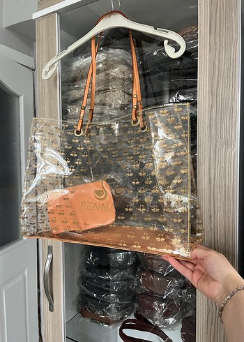 Fermuarlı Baskılı Şeffaf Kadın Çanta - Görsel 3