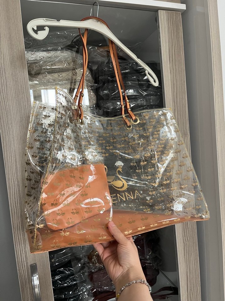Fermuarlı Baskılı Şeffaf Kadın Çanta - Görsel 5