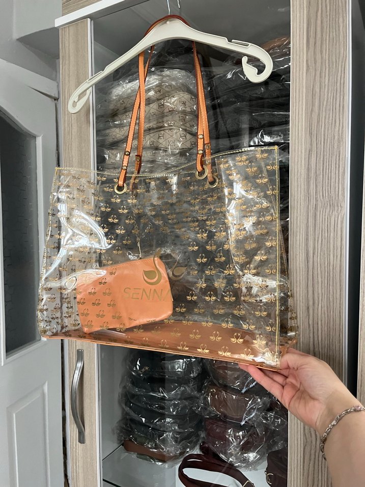 Fermuarlı Baskılı Şeffaf Kadın Çanta - Görsel 3