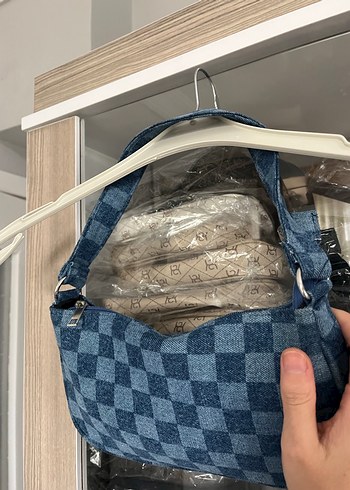 Parizyen Kareli Mavi Kot Çanta - Görsel 3