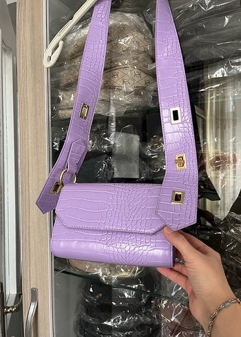 Mor Deri Yılan Desenli Kadın Çanta - Görsel 6