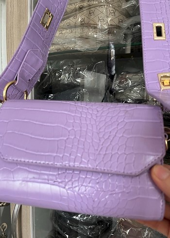 Mor Deri Yılan Desenli Kadın Çanta - Görsel 5