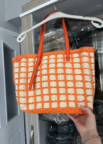 Turuncu Örgü Kadın Günlük Çanta - Görsel 3