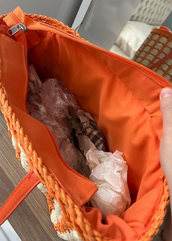 Turuncu Örgü Kadın Günlük Çanta - Görsel 4