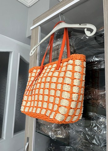 Turuncu Örgü Kadın Günlük Çanta - Görsel 2