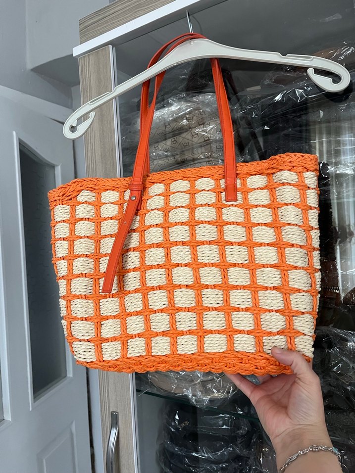 Turuncu Örgü Kadın Günlük Çanta - Görsel 3