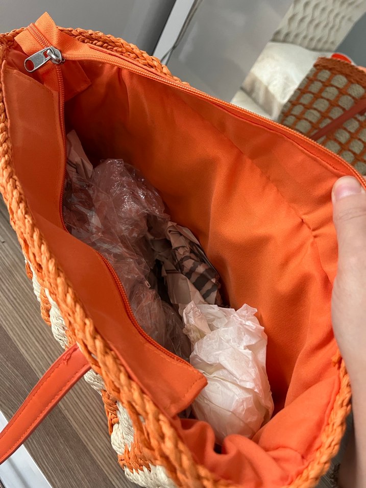 Turuncu Örgü Kadın Günlük Çanta - Görsel 4