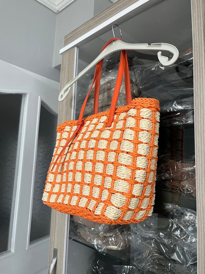 Turuncu Örgü Kadın Günlük Çanta - Görsel 2