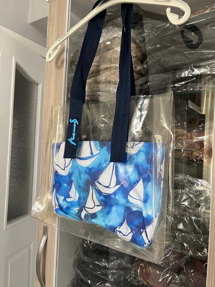 Şeffaf Mavi Baskılı Kadın Plaj Çantası - Görsel 2