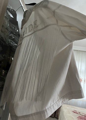 Düğmeli Beyaz Midi Kadın Keten Ceket - Görsel 6