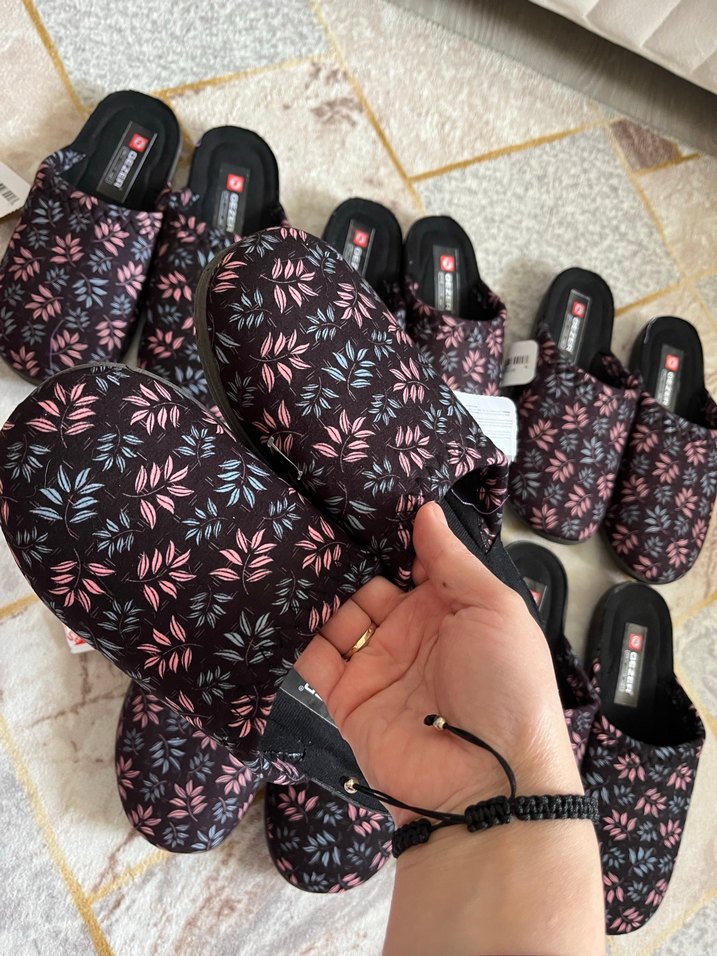 Kahverengi Bağlama Desenli Kadın Ev Terliği - Görsel 3