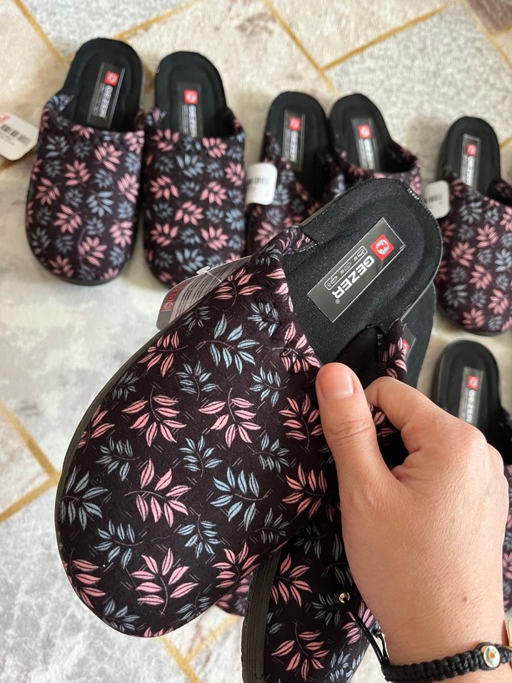 Kahverengi Bağlama Desenli Kadın Ev Terliği - Görsel 4