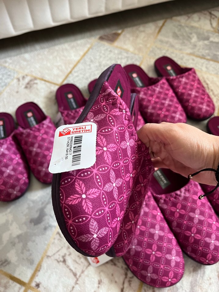 Bordo Dantelli Kadın Ev Terlikleri - Görsel 4