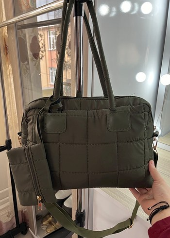 Siyah Kareli Fermuarlı Kadın Çanta - Görsel 3