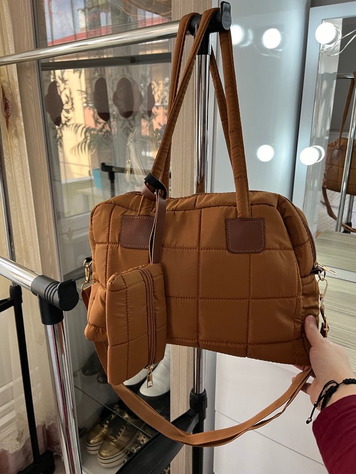 Siyah Kareli Fermuarlı Kadın Çanta - Görsel 4