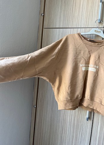 Bej Kadın Süet Sweatshirt - Görsel 3