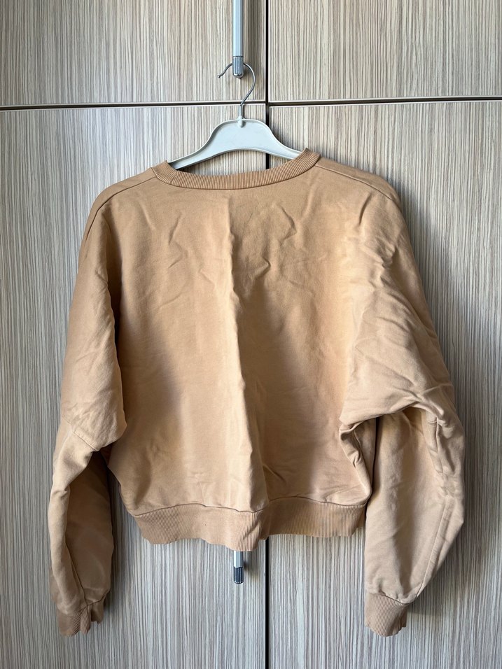 Bej Kadın Süet Sweatshirt - Görsel 5