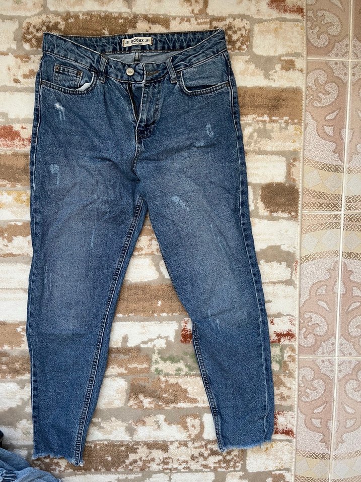 Kadın Mavi Denim Midi Boy Kemerli Jean - Görsel 3
