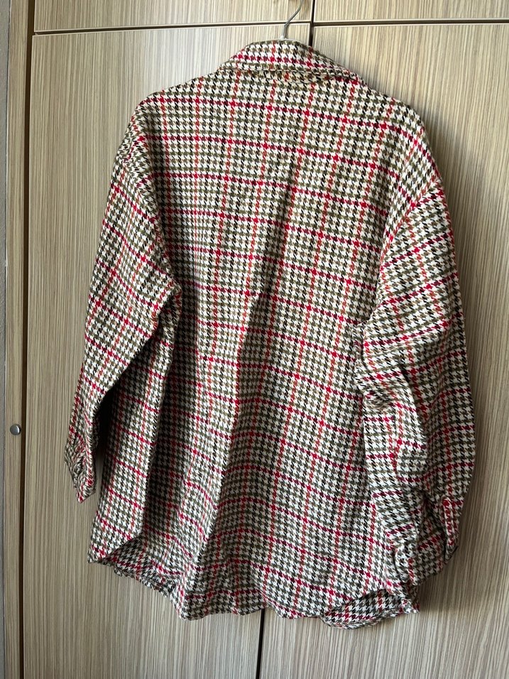 Bordo Gri Kareli Düğmeli Kadın Gömlek - Görsel 3