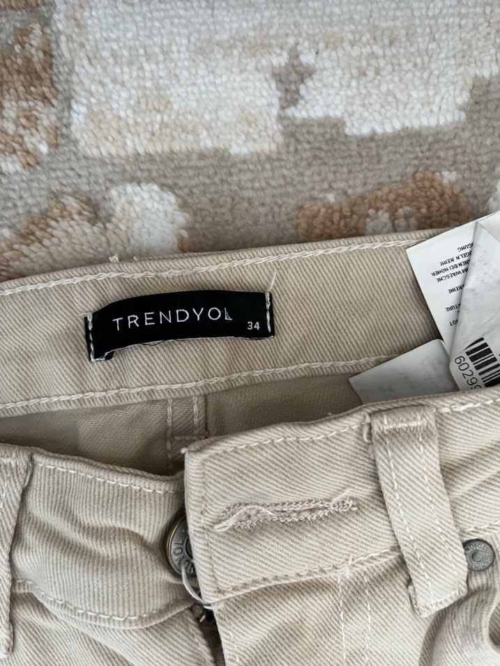 Bej Kadın Midi Boy Regular Fit flara Kot Pantolon - Görsel 2