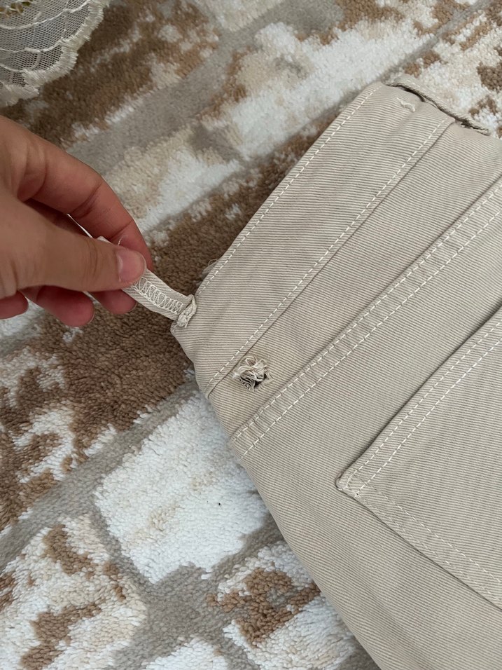 Bej Kadın Midi Boy Regular Fit flara Kot Pantolon - Görsel 4