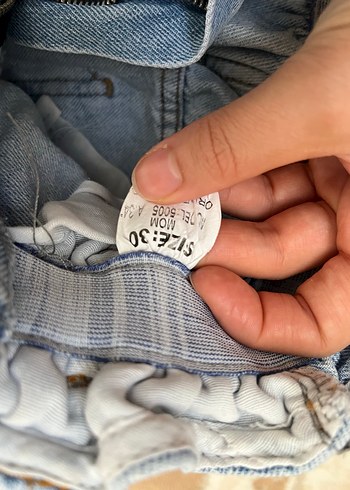 Kadın Mavi Kemerli Bol Kesim Denim Pantolon - Görsel 3