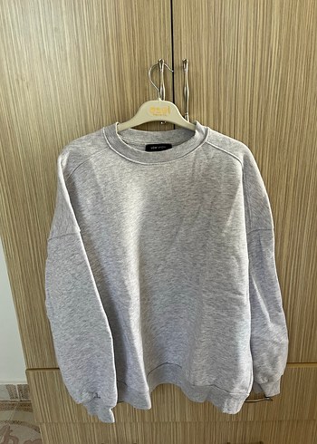 LCW Gri Kadın Keten Sweatshirt, Bisiklet Yaka
