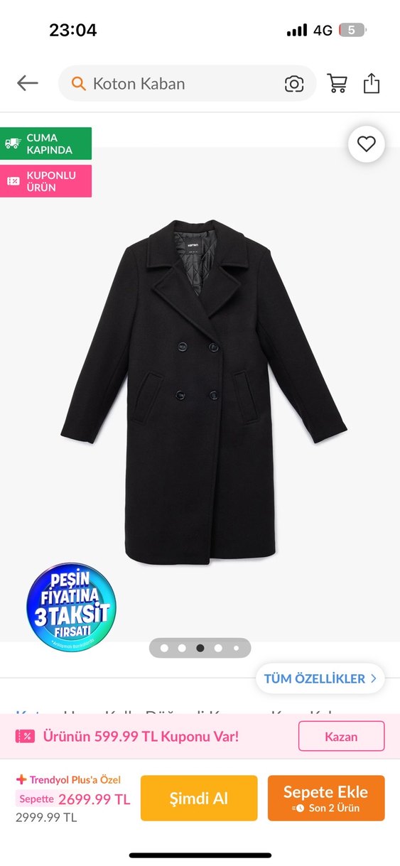 Siyah Kadın Kaban - Görsel 2