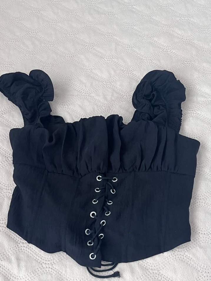 Siyah Gotik Fırfırlı Korse Büstiyer - Görsel 2