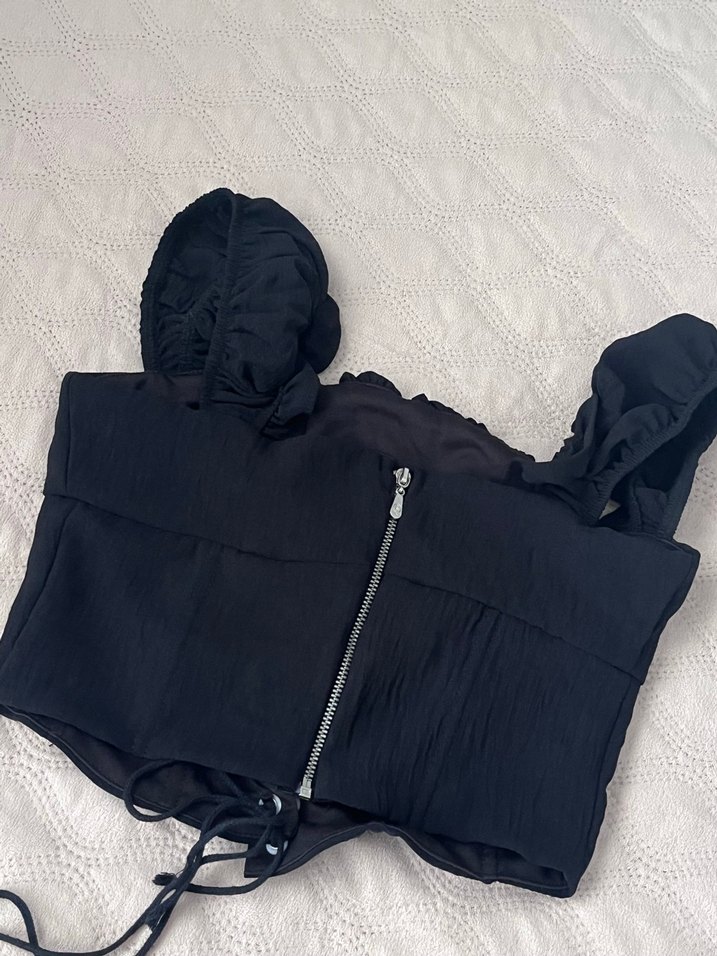 Siyah Gotik Fırfırlı Korse Büstiyer - Görsel 3