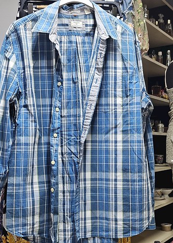 Erkek Mavi Kareli Orjinal dockers gömlek