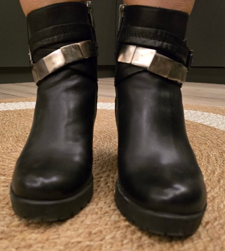 Tokalı Siyah Deri Biker Botlar - Görsel 3