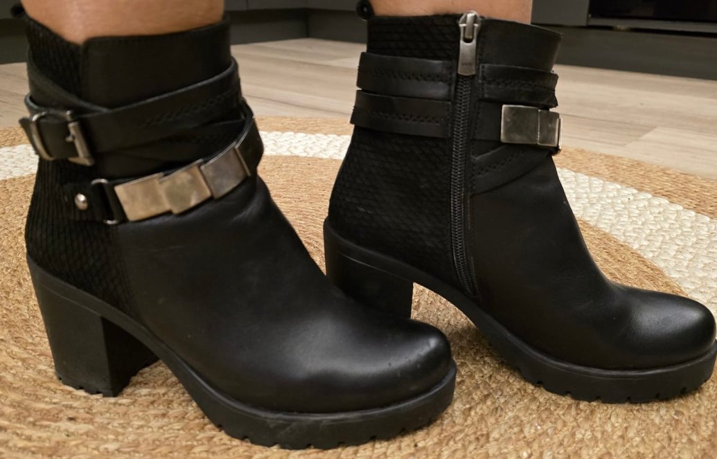 Tokalı Siyah Deri Biker Botlar - Görsel 2