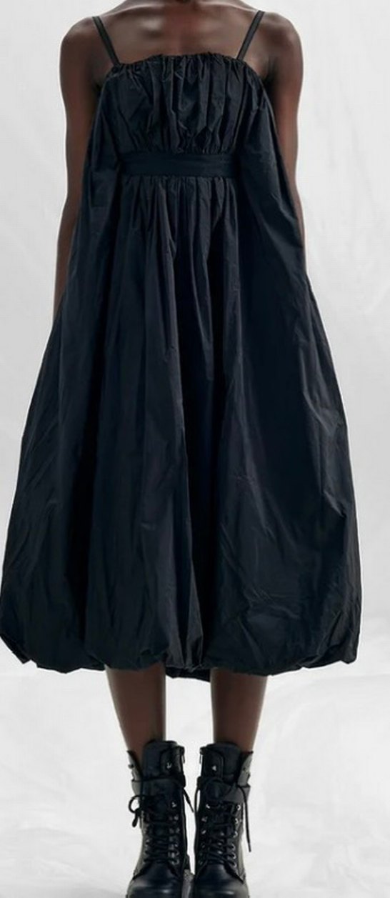 Orjina VDR Siyah Drapeli Uzun Askılı balon Elbise - Görsel 5