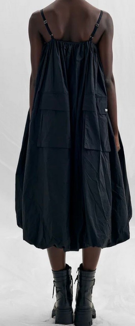 Orjina VDR Siyah Drapeli Uzun Askılı balon Elbise - Görsel 3