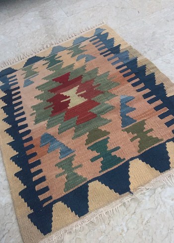 El dokuması Desenli Çok Renkli Geleneksel Kilim - Görsel 2