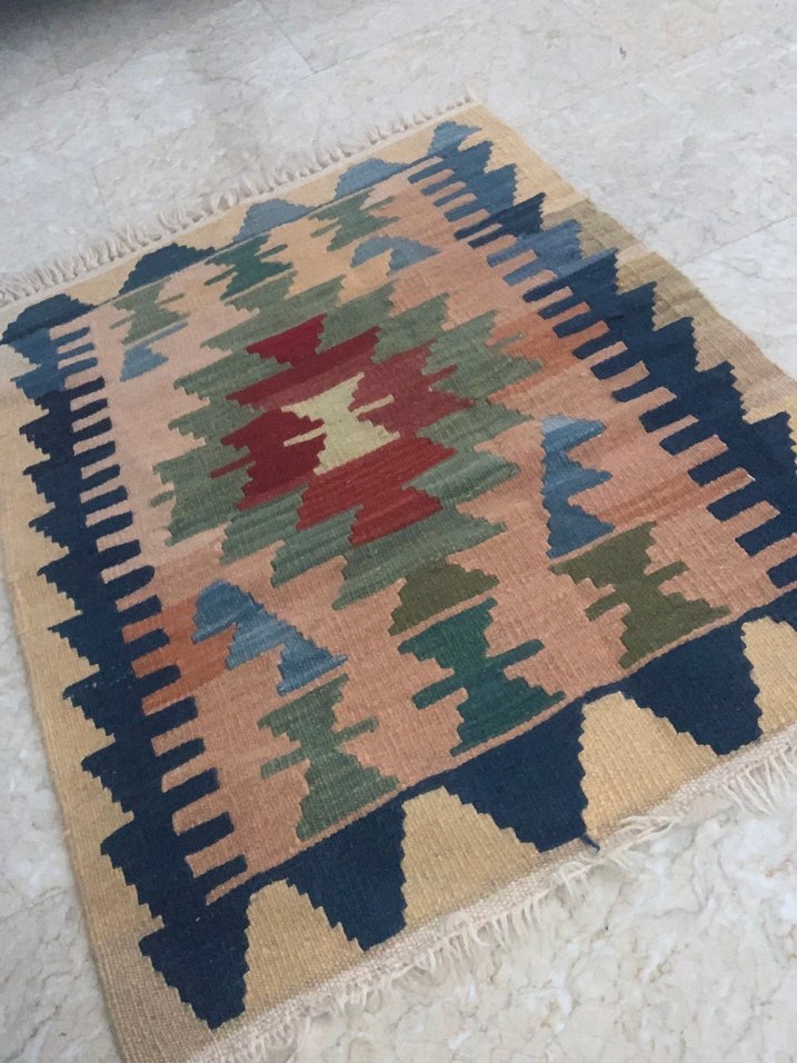 El dokuması Desenli Çok Renkli Geleneksel Kilim - Görsel 2