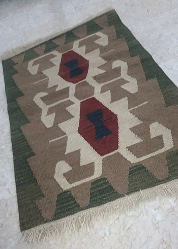 El dokuma Kahverengi Desenli Klasik Kilim - Görsel 2