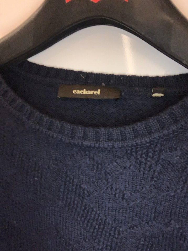 Cacharel Erkek Lacivert Yün Örgü Bisiklet Yaka Kazak - Görsel 2