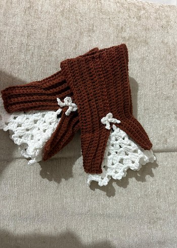 Kahverengi Örgü Bohem Kadın Eldiven - Görsel 3