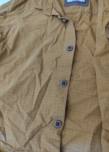 Sarı Erkek Keten Gömlek, Düğmeli, Rahat Kesim - Görsel 3